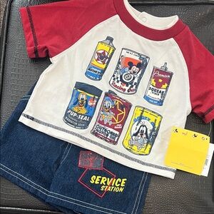 NEW DISNEY Mickey Mechanic Baby Boys Outfit 90s Size 12 Month